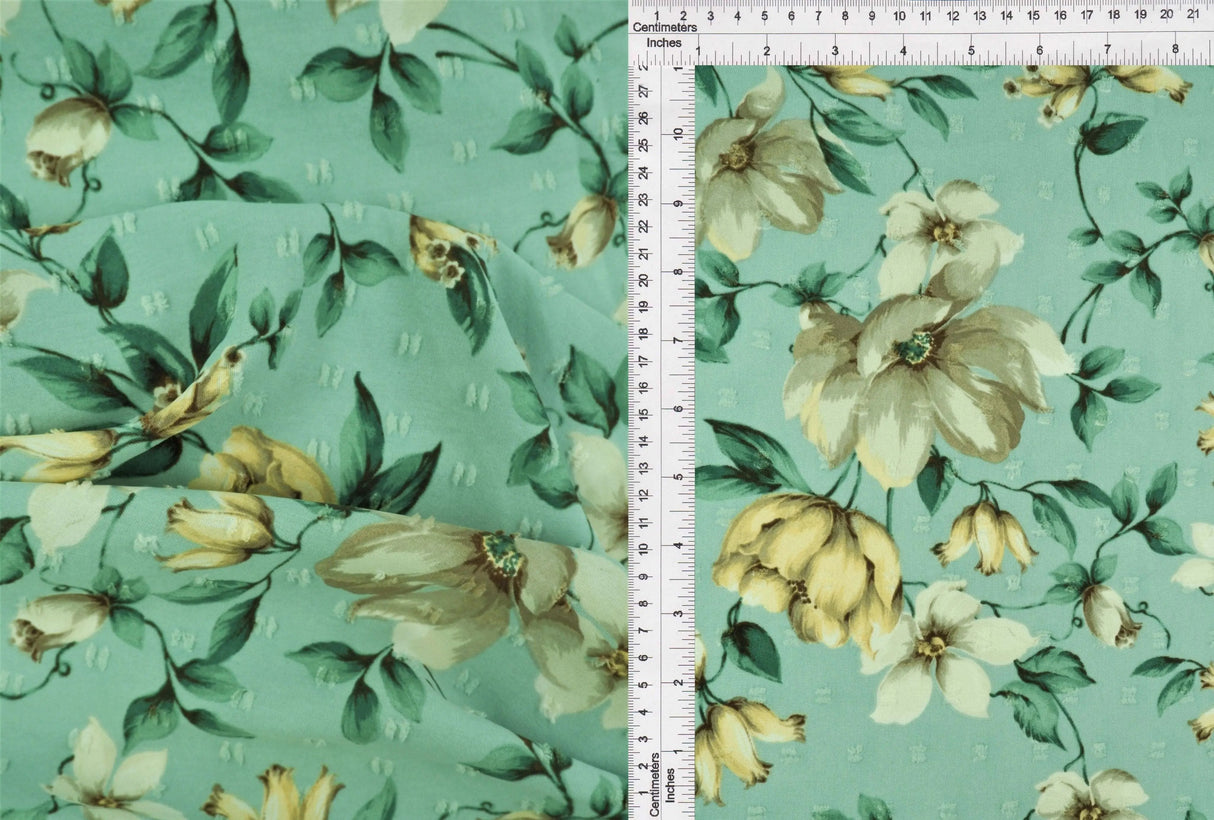 1 Yard CEY Airflow Swiss Dot Floral Fabric, 58/59'' Wide 100% Polyester