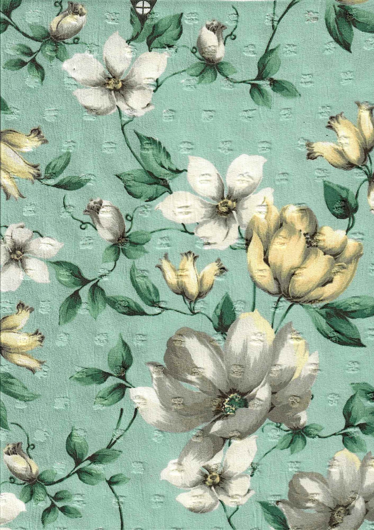 Swiss Dot Floral Woven Fabric