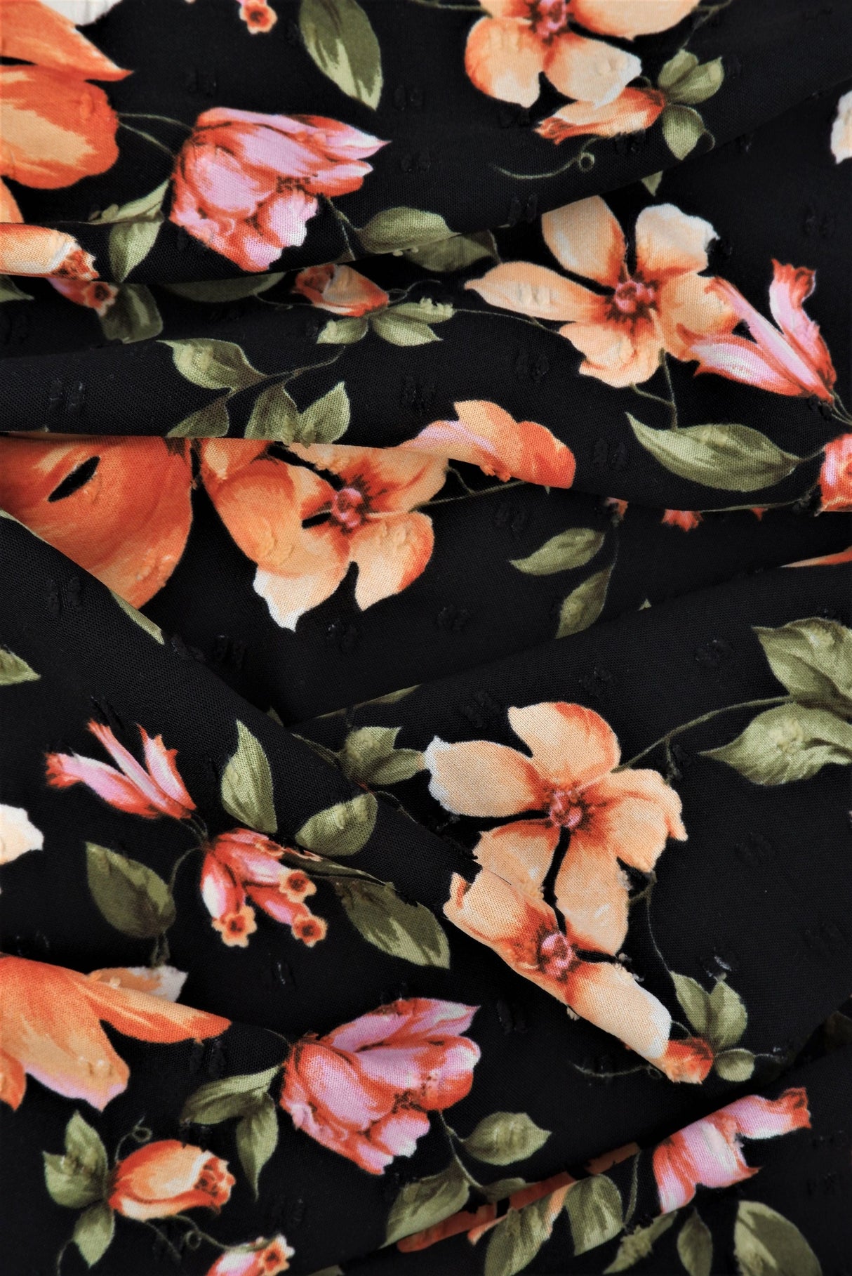 Swiss Dot Floral Woven Fabric