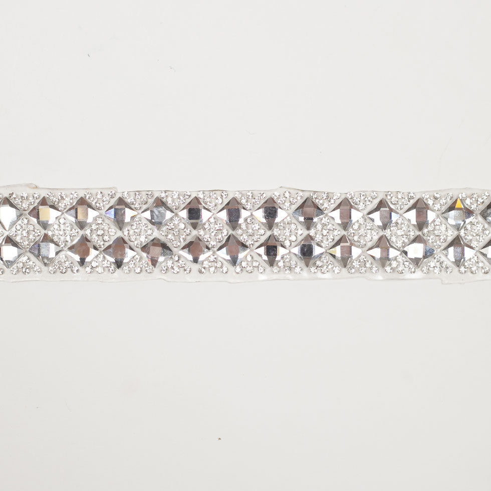 1" Silver "Iron On" Rhinestone Trim