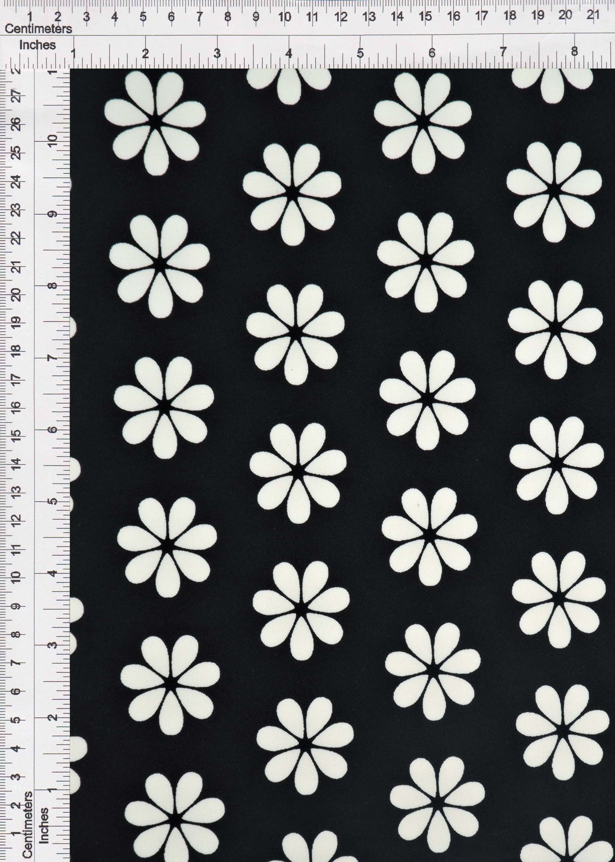 Floral Stretch Knit Black Ivory
