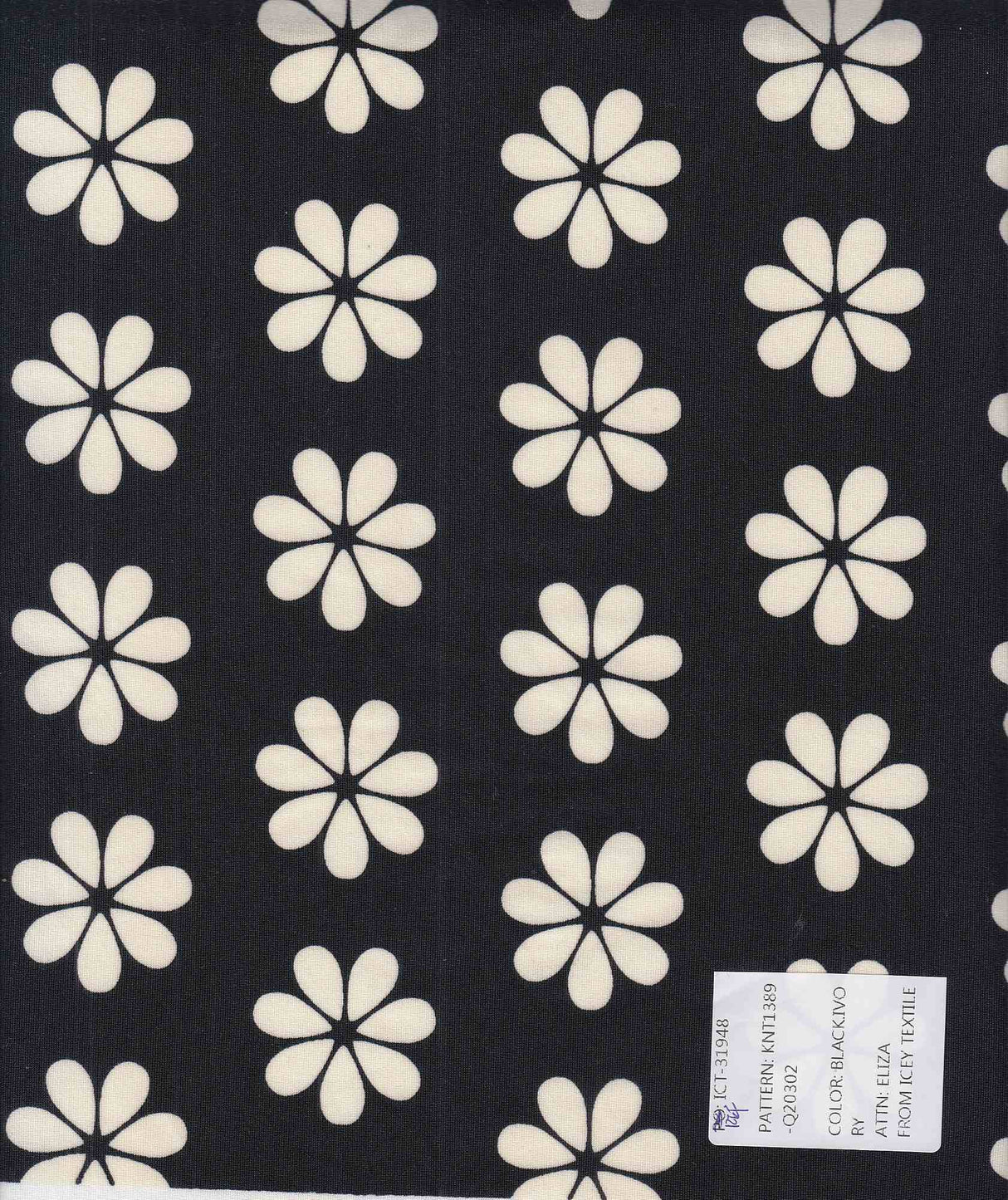 Floral Stretch Knit Black Ivory