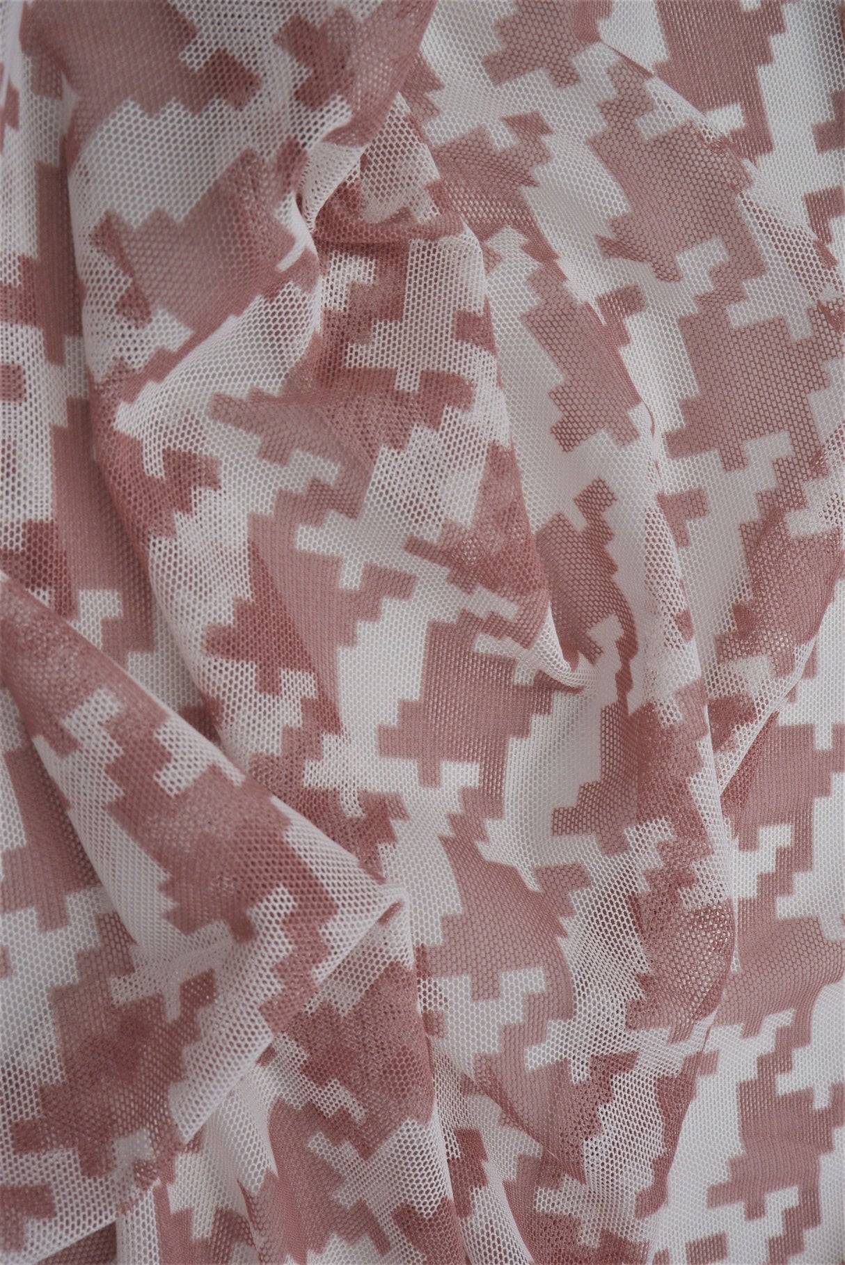 Mesh Flocking Houndstooth Stretch Fabric