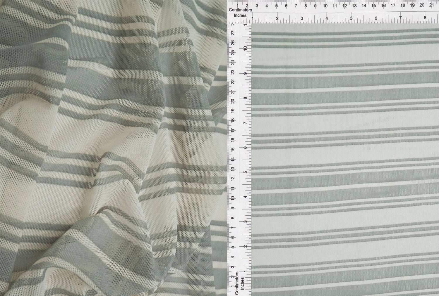 1 Yard Mesh Fabric Horizontal Stripe Print Lightweight 54 Inches Wide