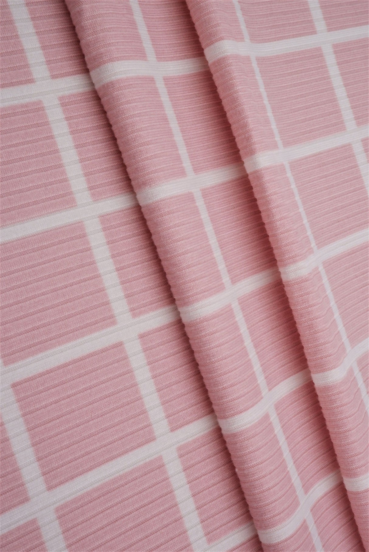 Rib Knit Checkered Plaid Stretch Fabric