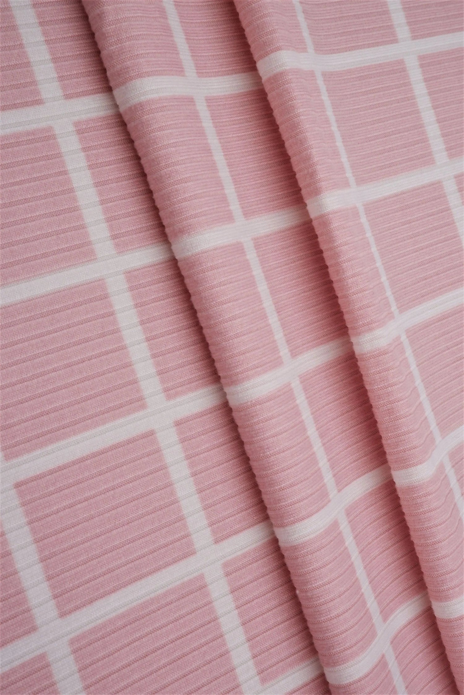 1 Yard Checkered Plaid Yummy Rib Knit Fabric 4x2 Soft Stretch 58 Inches Wide