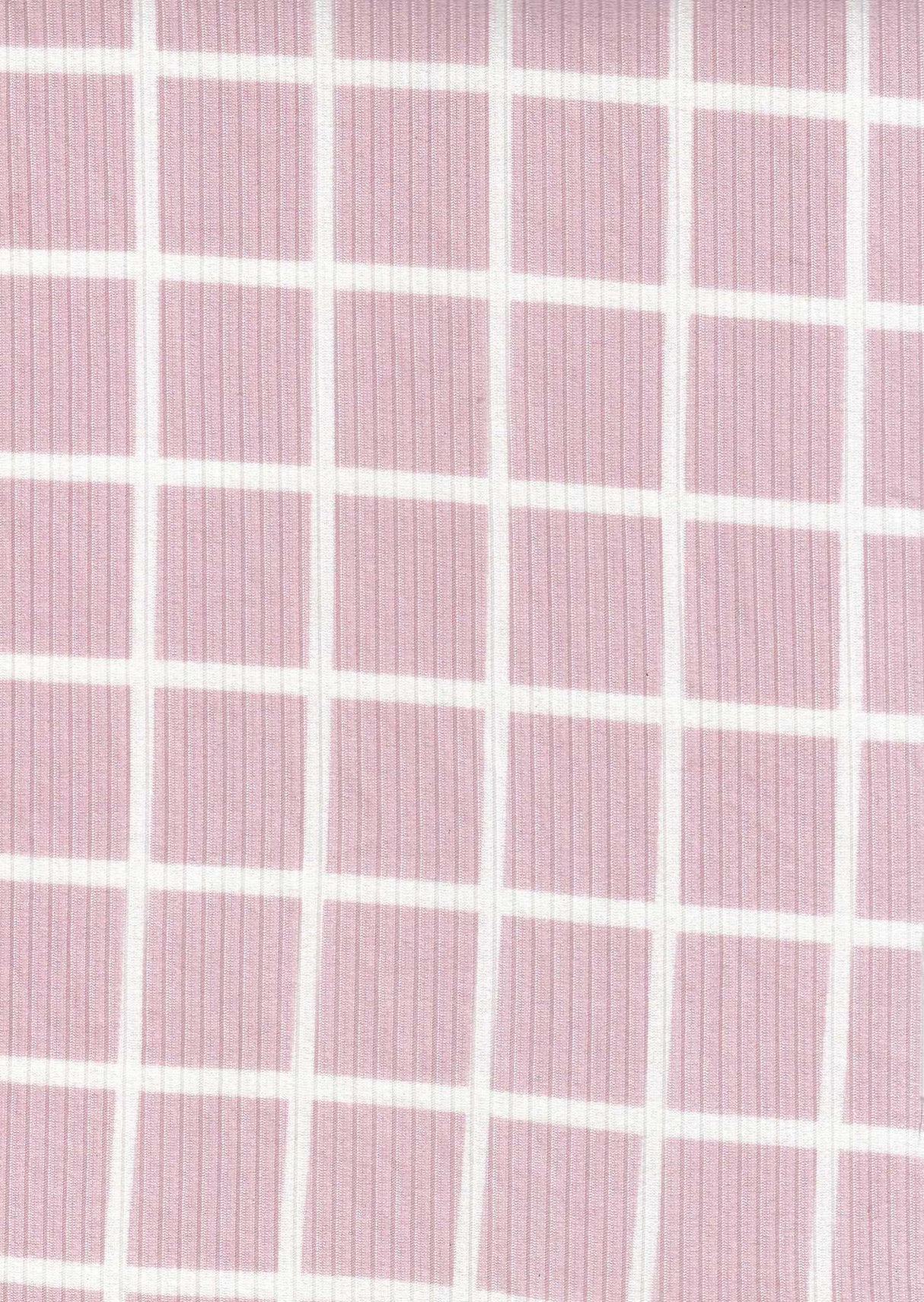 Rib Knit Checkered Plaid Stretch Fabric