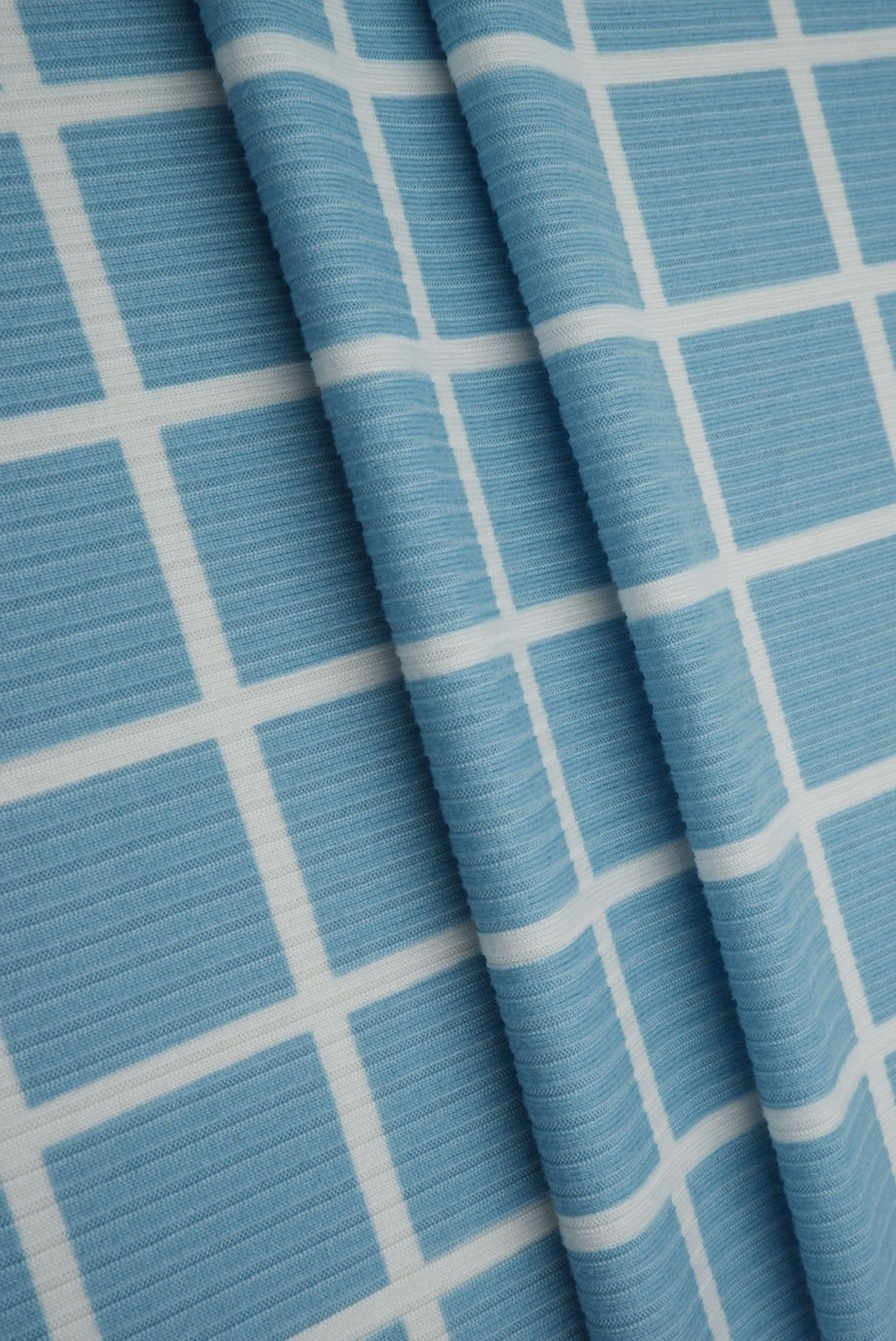 Rib Knit Checkered Plaid Stretch Fabric