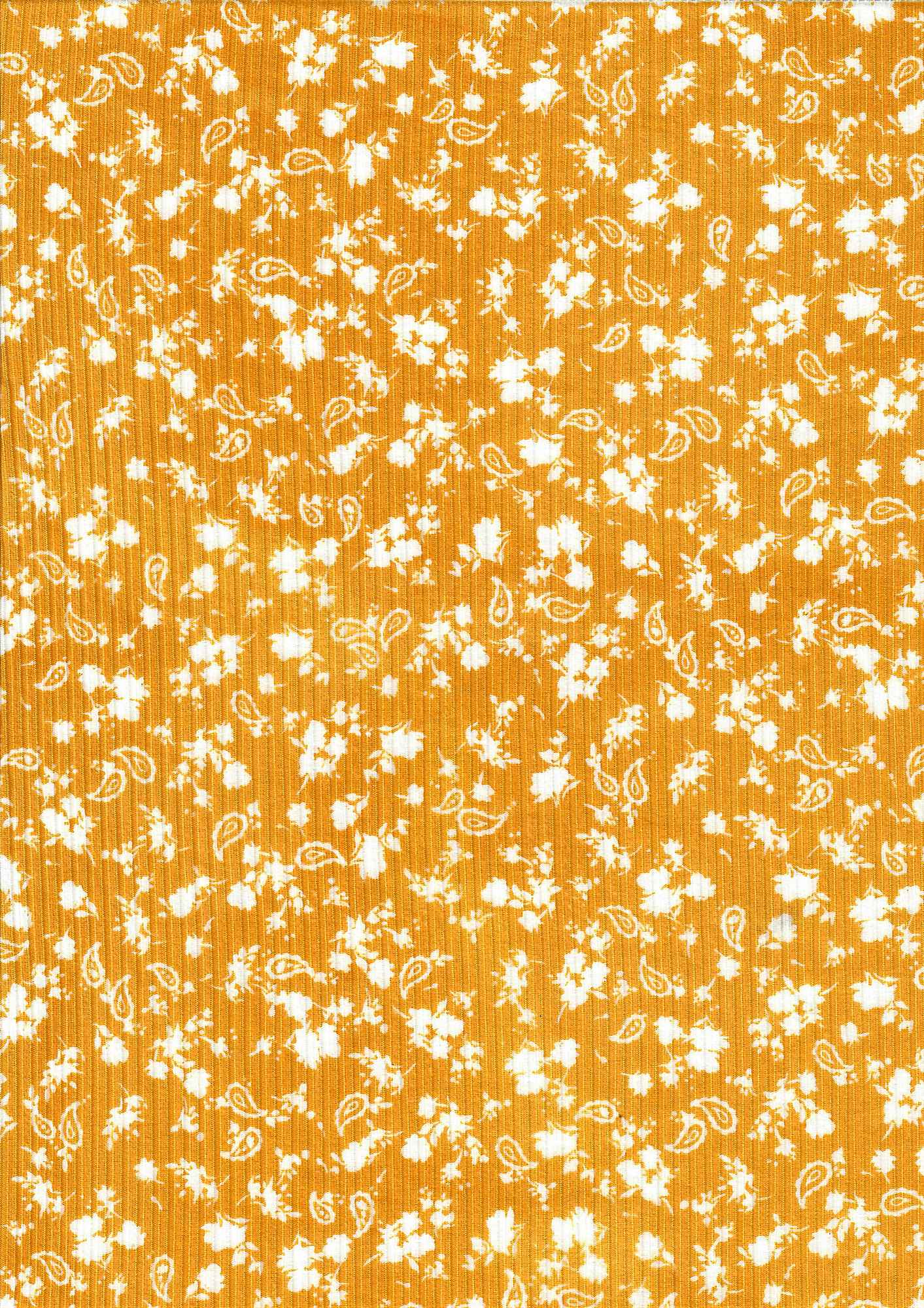 1 Yard Polyester Spandex Yummy Rib Knit Fabric Paisley Floral Print Soft Stretch 58/60" Width
