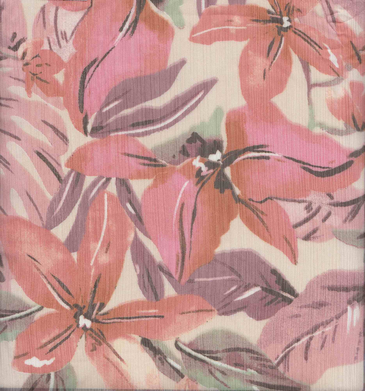 Sand & Rust Hi Multi Chiffon Fabric 1 Yard Big Floral Print Lightweight Drape 57" Wide
