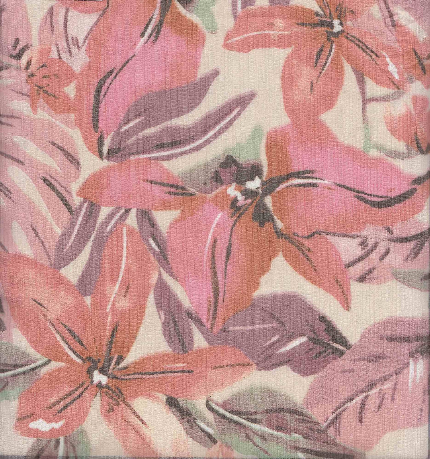 Sand & Rust Hi Multi Chiffon Fabric 1 Yard Big Floral Print Lightweight Drape 57" Wide