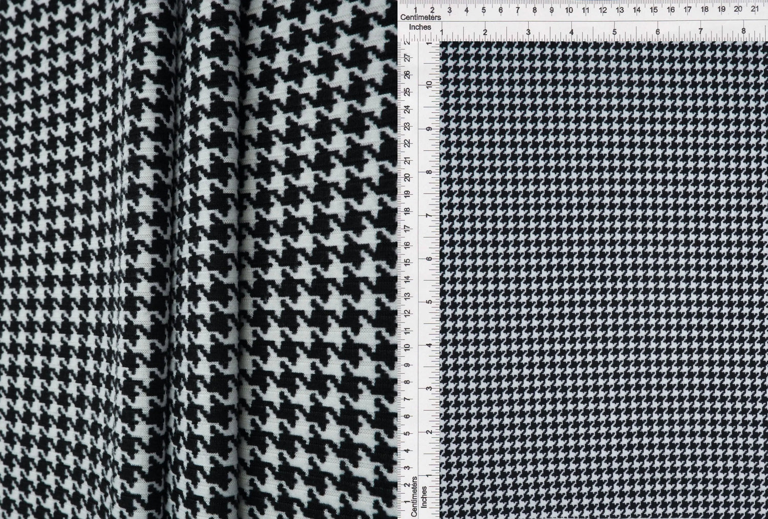 1 Yard Black Houndstooth Yummy Rib Knit Fabric 4x2 Soft Stretch 58 Inches Wide