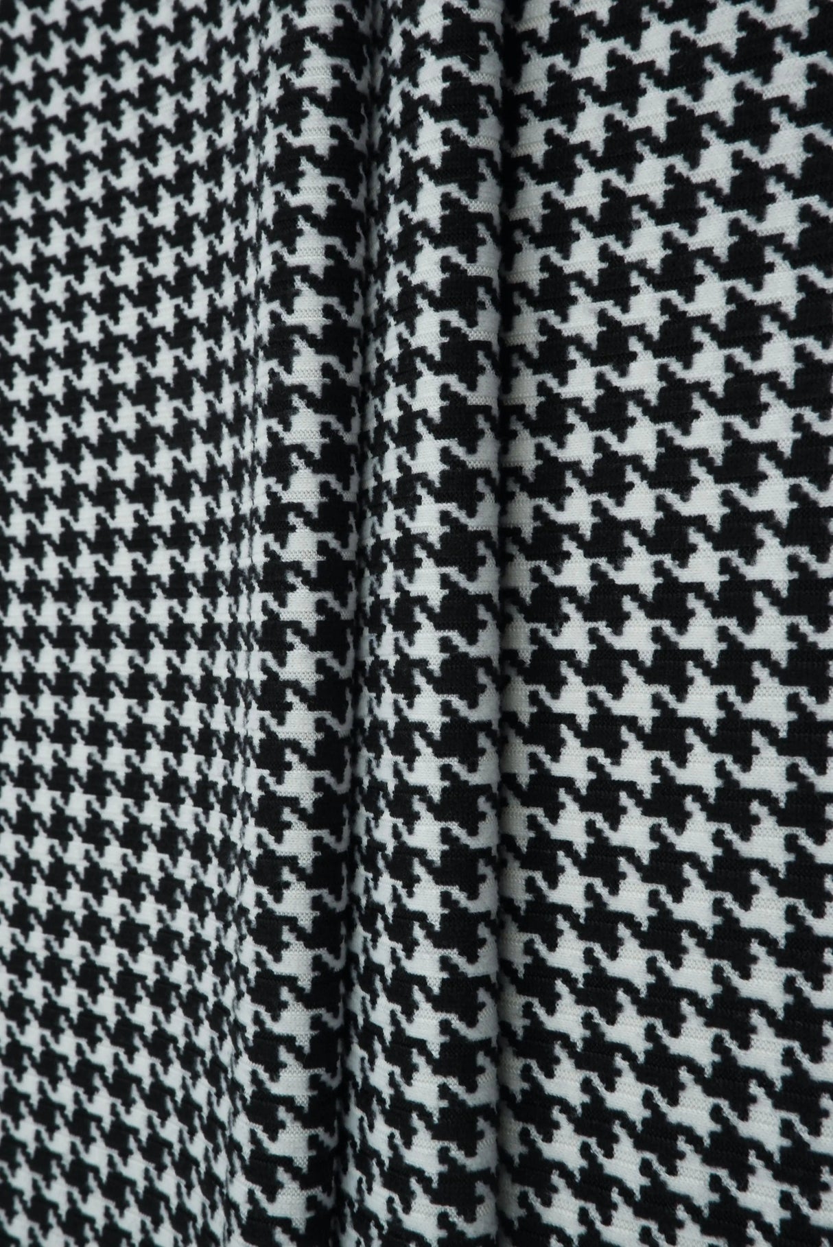 1 Yard Black Houndstooth Yummy Rib Knit Fabric 4x2 Soft Stretch 58 Inches Wide