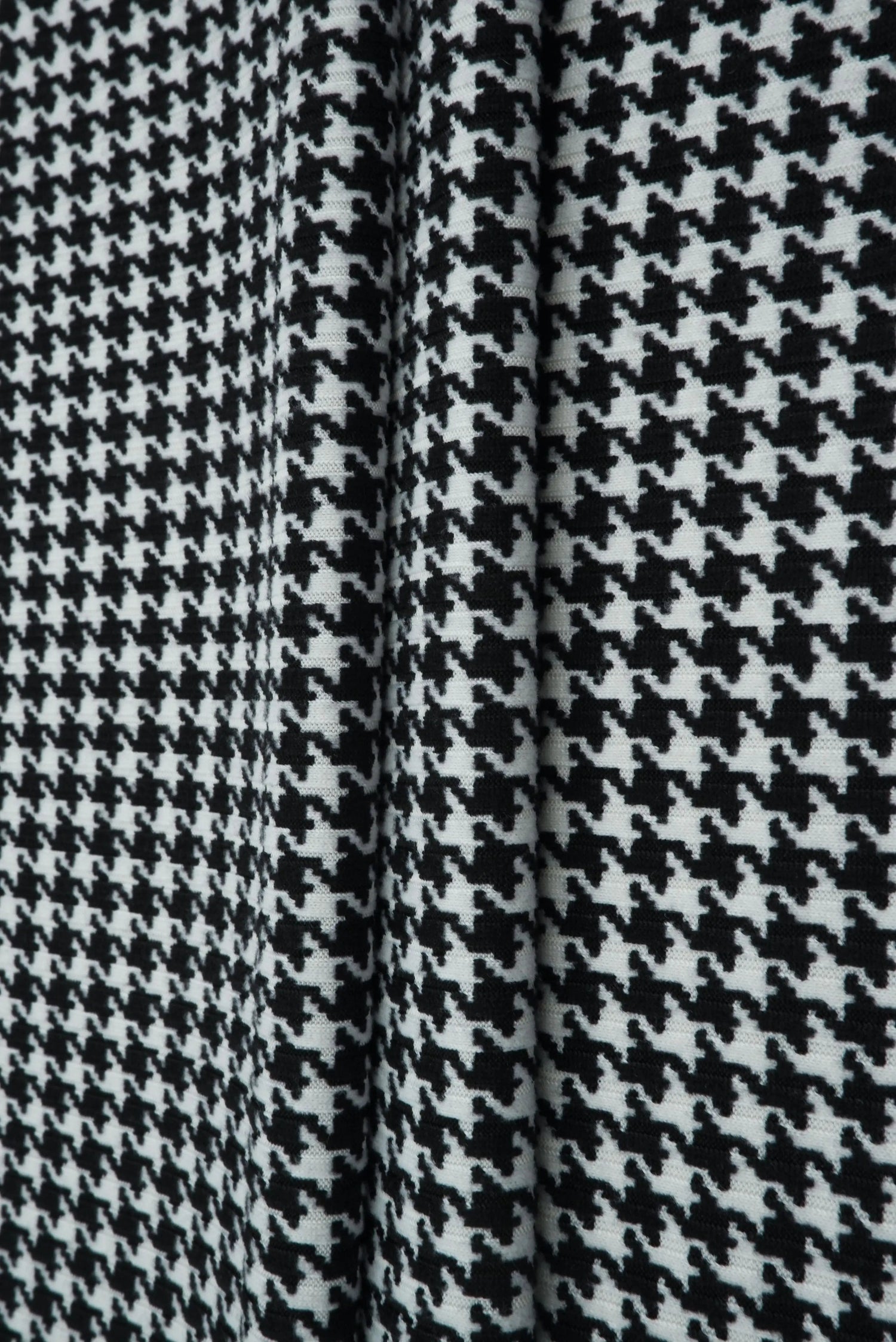 1 Yard Black Houndstooth Yummy Rib Knit Fabric 4x2 Soft Stretch 58 Inches Wide