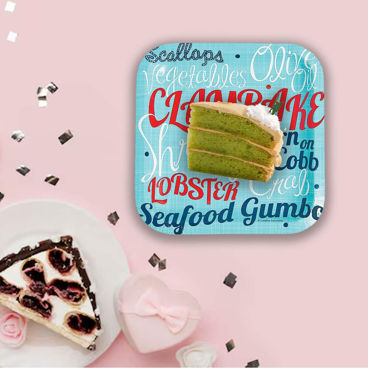 8 Ct. 7" x 7" Clambake Square Paper Dessert Plates