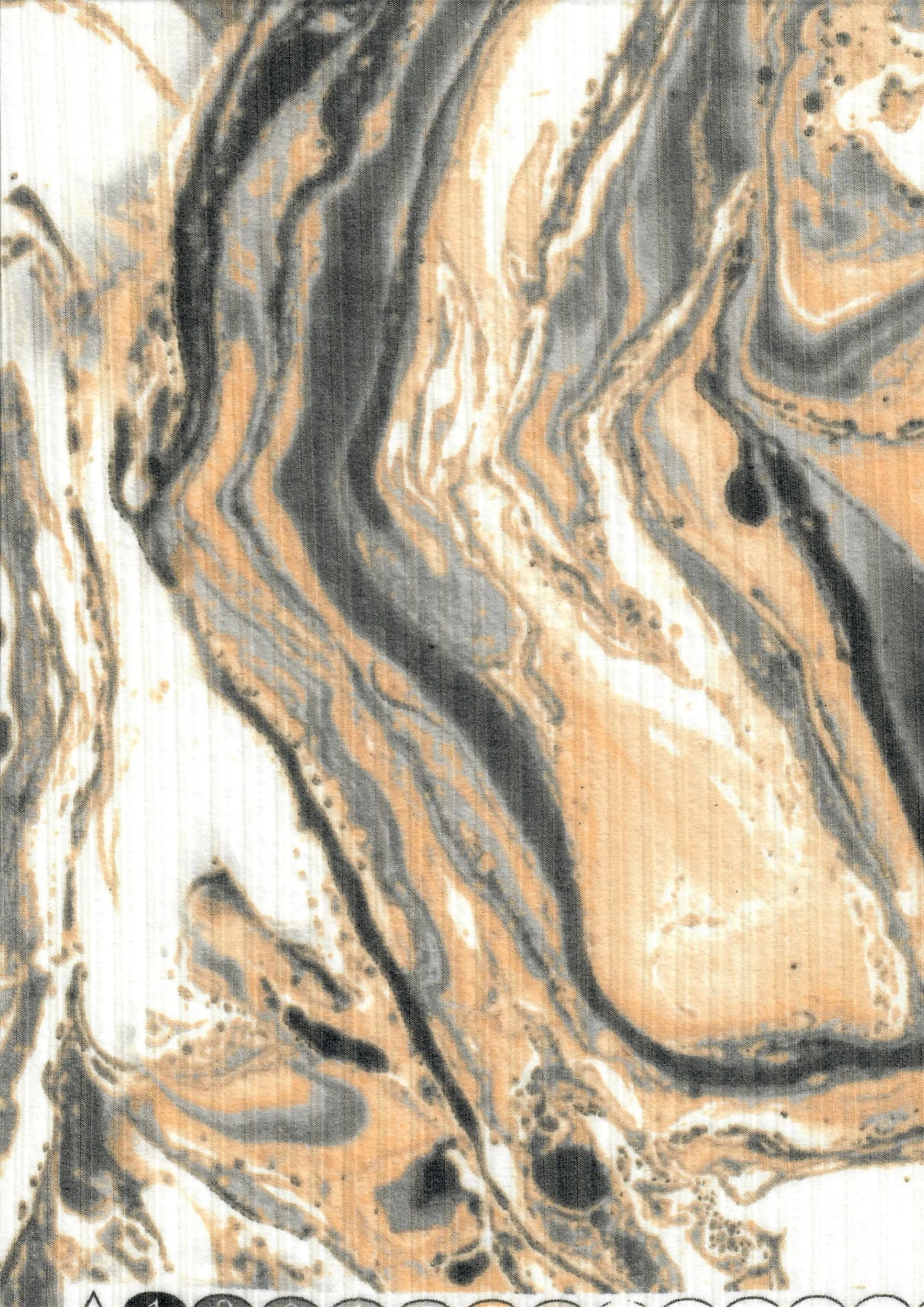 8×3 Yummy Rib Marble Print Fabric Soft Stretch Knit, 87% Polyester 58/60'' Wide