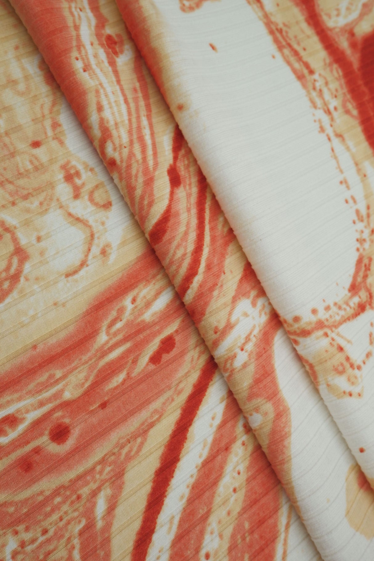 Rib Knit Marble Tie-Dye Print Fabric