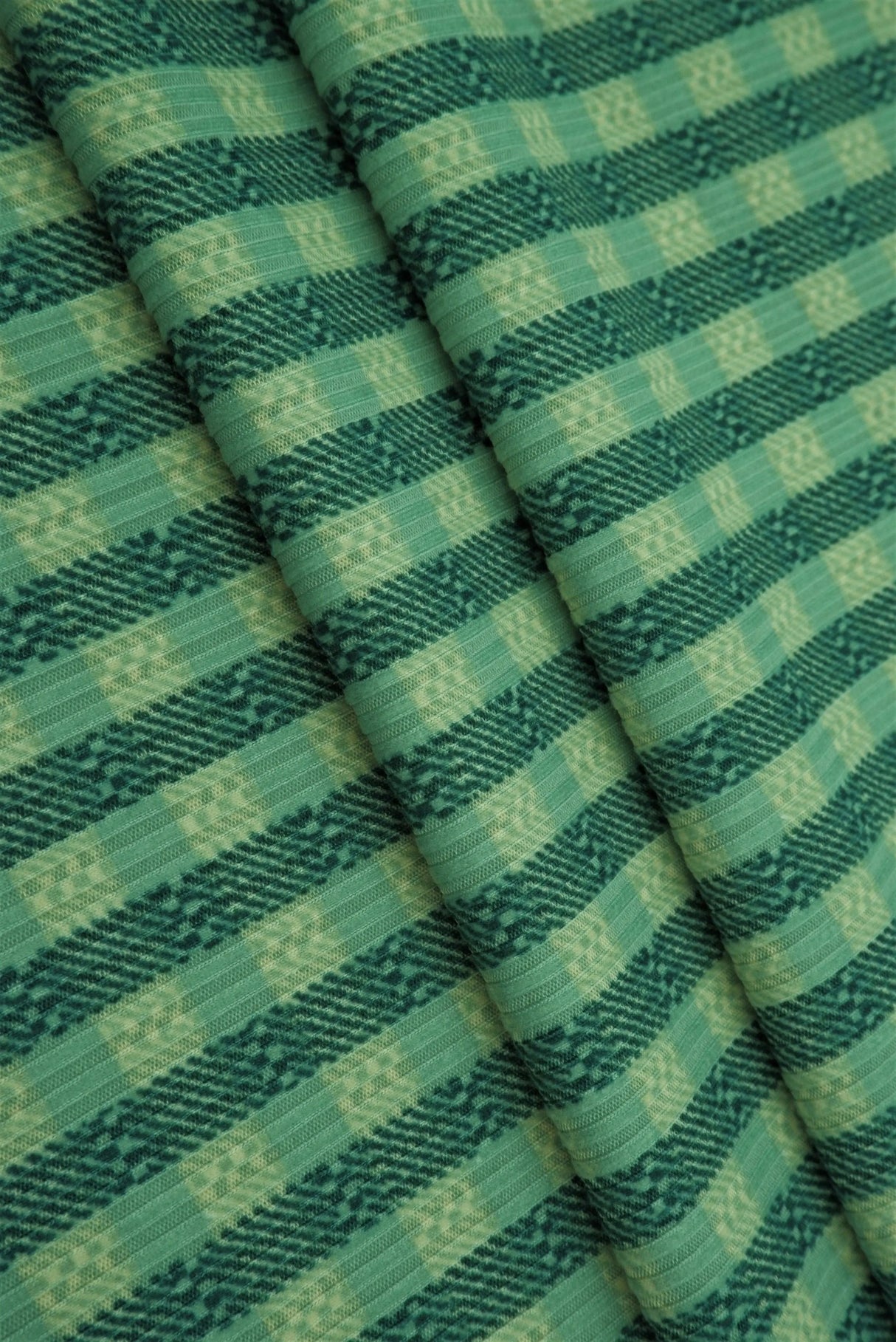 4×2 Yummy Rib Gingham Checkered Knit Soft Stretch Fabric, 87% Polyester 13% Spandex, 58/60'' Wide