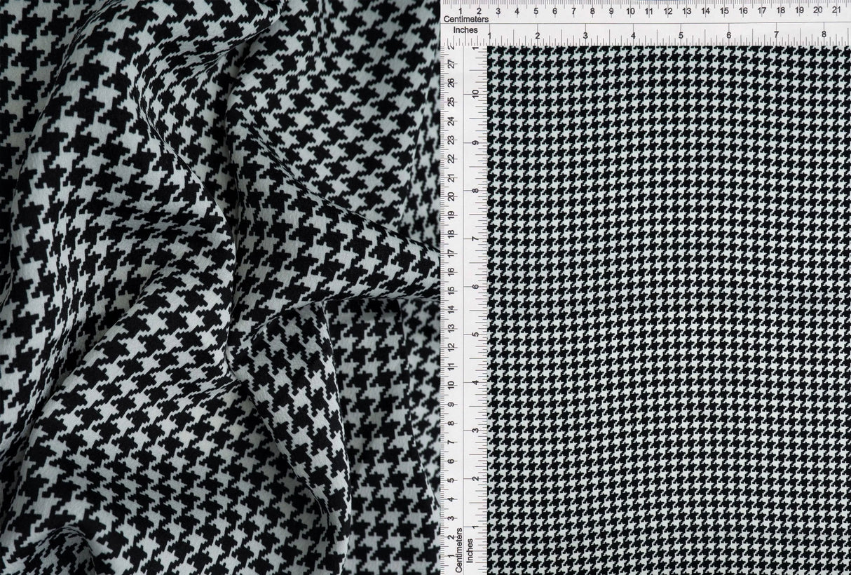 1 Yard Bubble Satin Houndstooth Print Fabric, 58/59'' Wide 97% Polyester, 3% Spandex