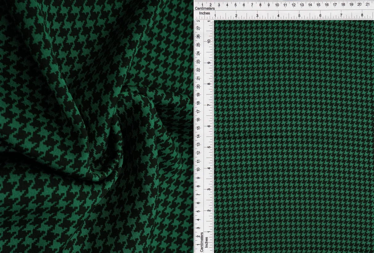 1 Yard Bubble Satin Houndstooth Print Fabric, 58/59'' Wide 97% Polyester, 3% Spandex