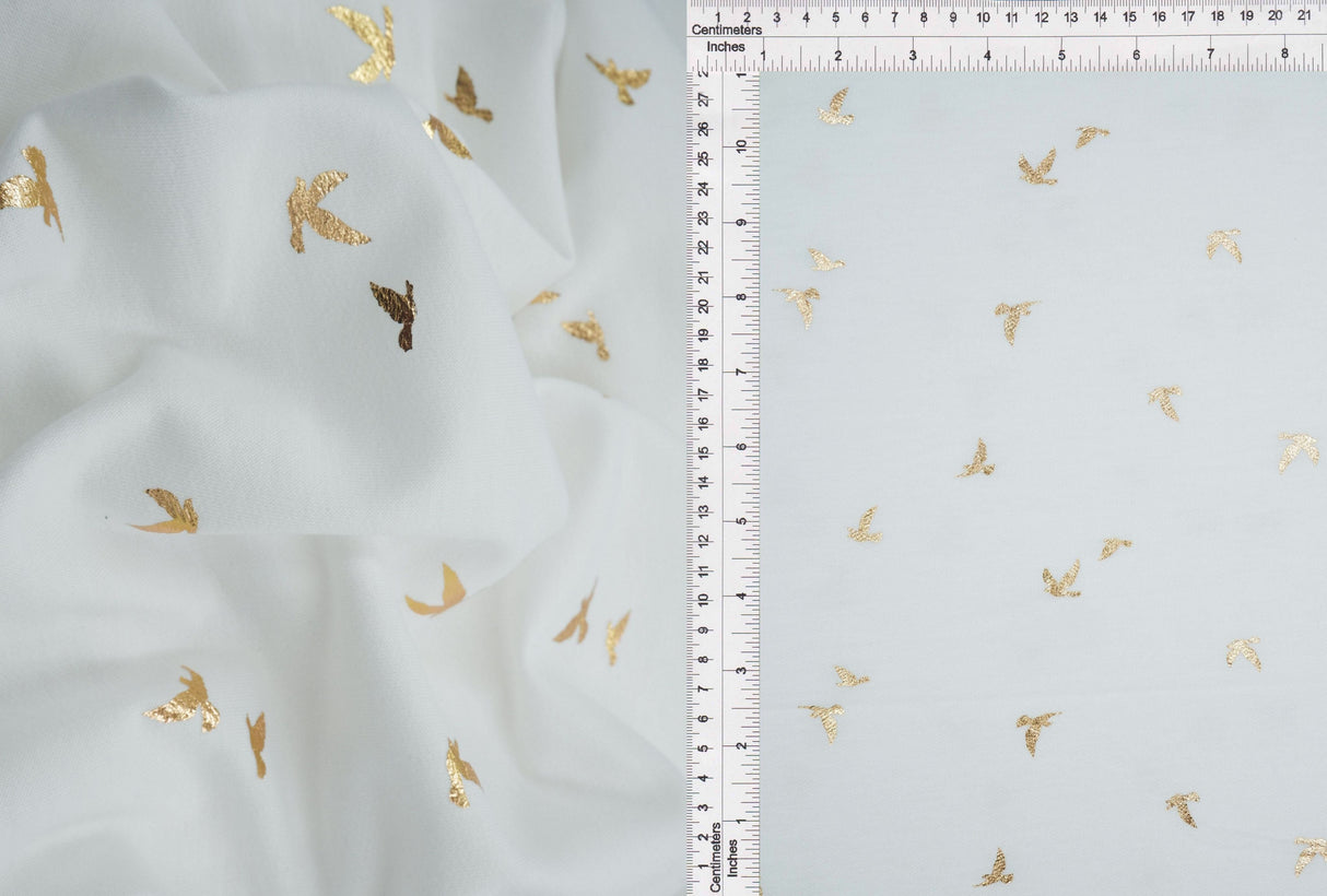 French Terry Bird Foil Knit Fabric