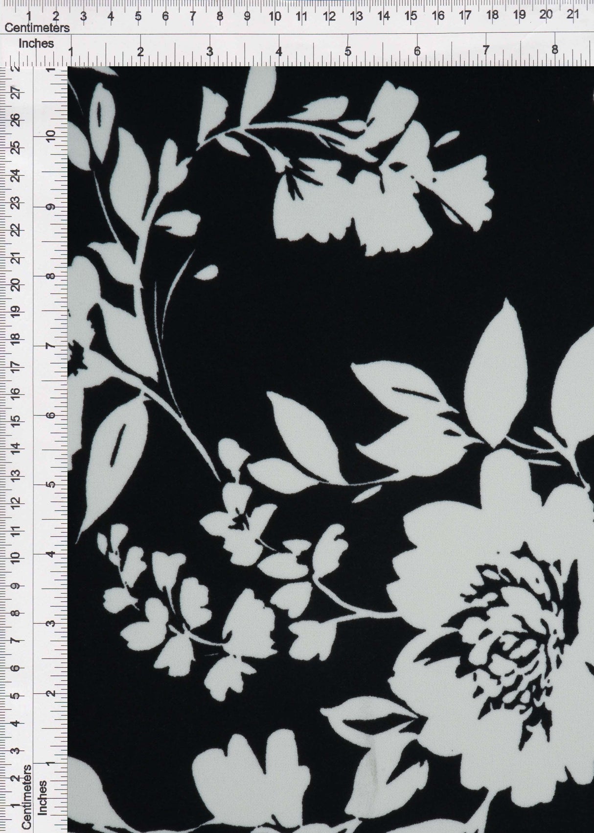 Floral Techno Crepe Knit Fabric Black White