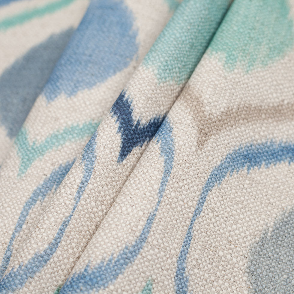 Spanish Blue/Gray Ikat-Like Geometric Woven