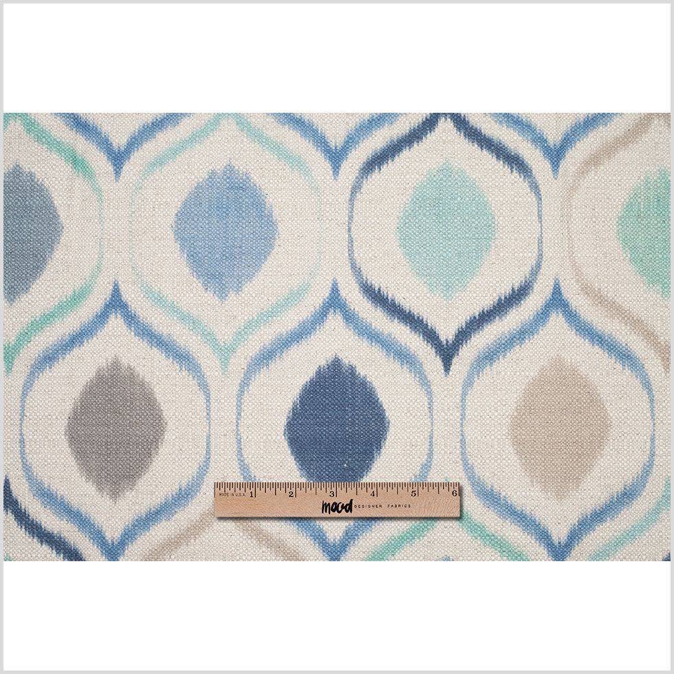 Spanish Blue/Gray Ikat-Like Geometric Woven