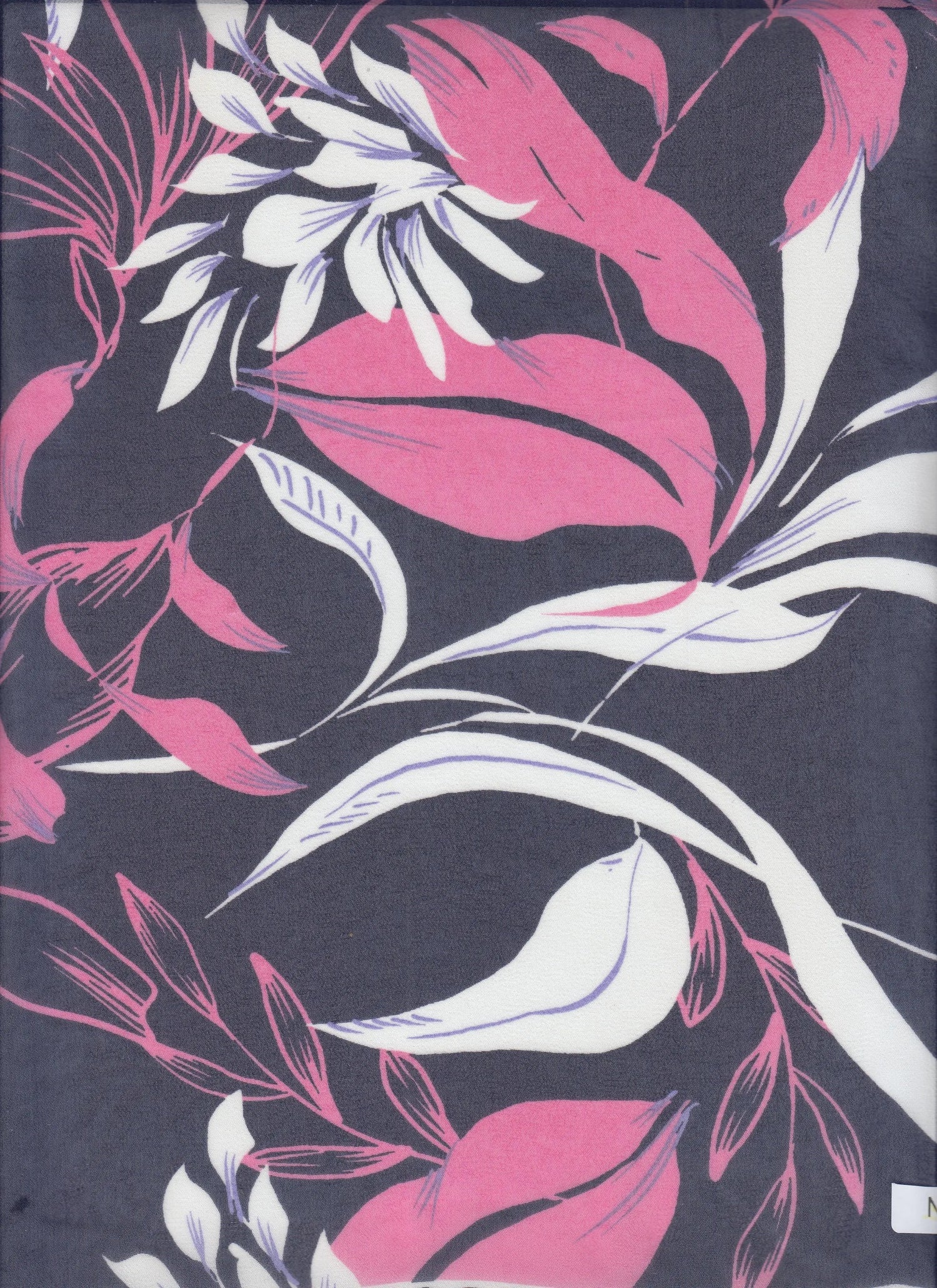 1 Yard Lightweight Navy & Pink Cotton Chiffon 57/58'' Wide Floral-Accent Fabric