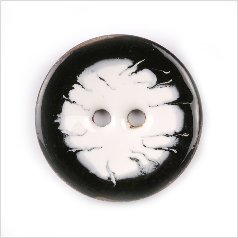 White and Black 2-Hole Coconut Button - 80L/50.8mm