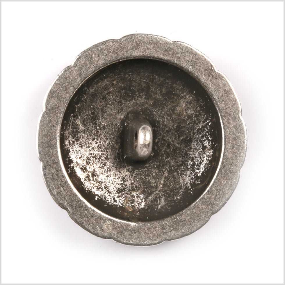 Metal Shank Back Blazer Button - 24L/15mm - Gunmetal and Black Crest and Stitched Links Border