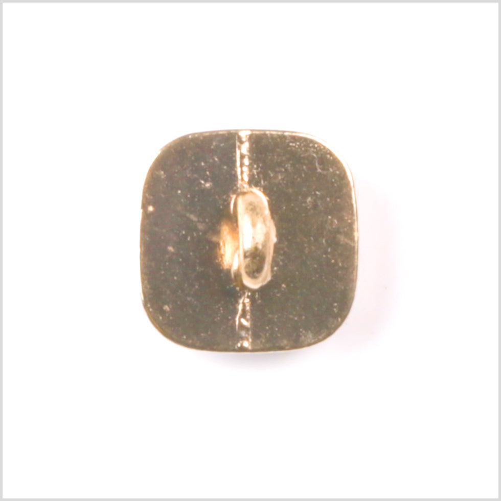 Italian White and Gold Metal Square Shank Back Button - 14L/9mm