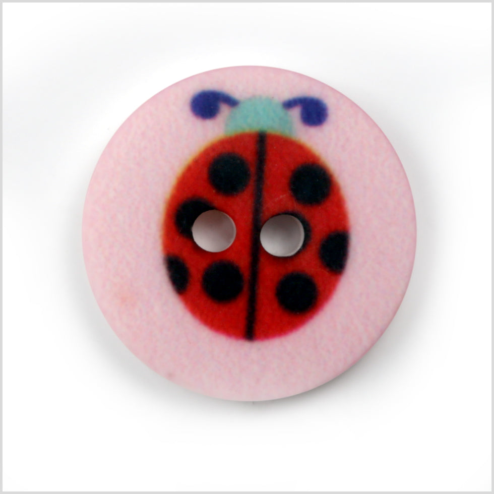 Pink Kids Ladybug Button - 24L/15mm