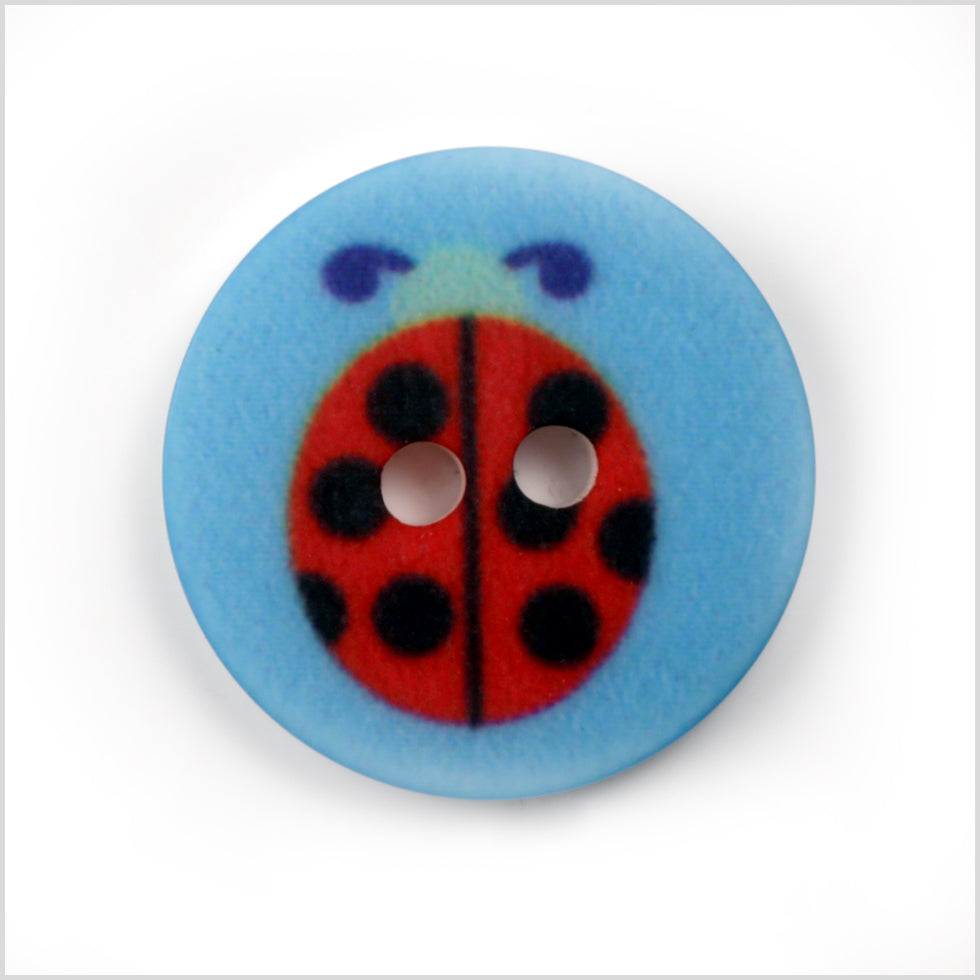Blue Kids Ladybug Button - 24L/15mm