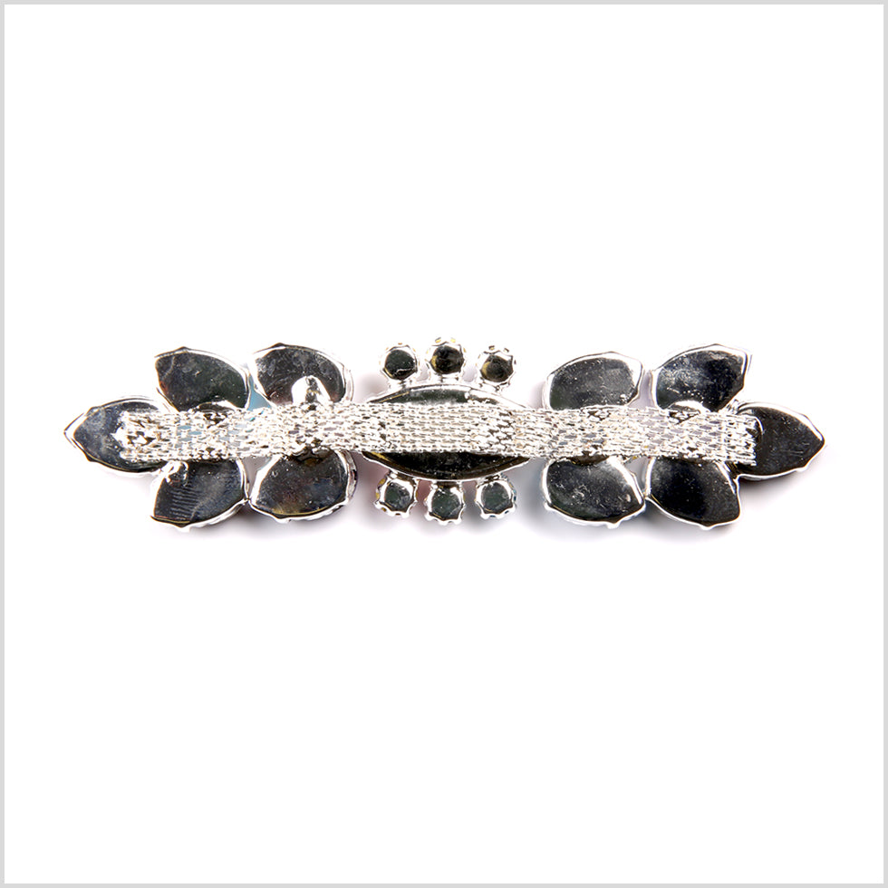 Silver and Multicolored Sew-On Rhinestone Brooch - 3.875”x 1”