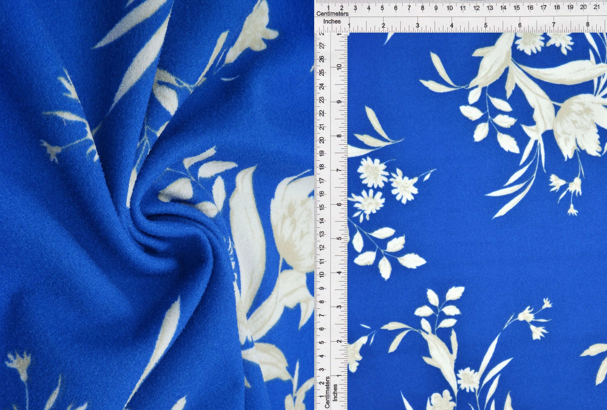 Floral Techno Crepe Fabric, Stretch Polyester Flower Print, 58/60" Wide