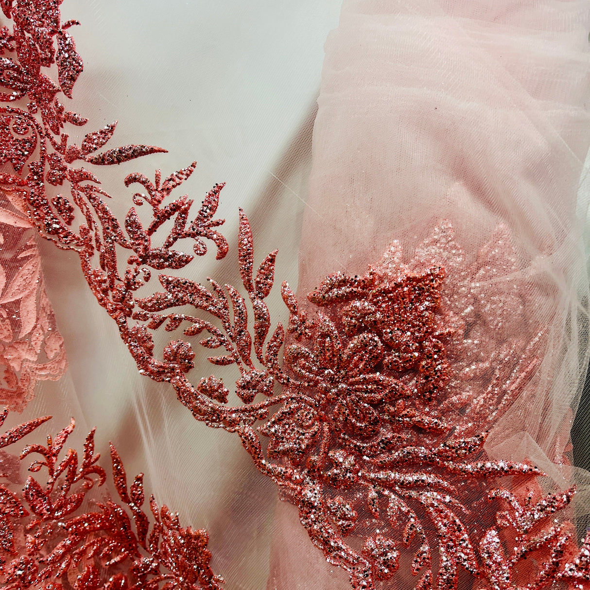 Glitter Mesh Floral Fabric