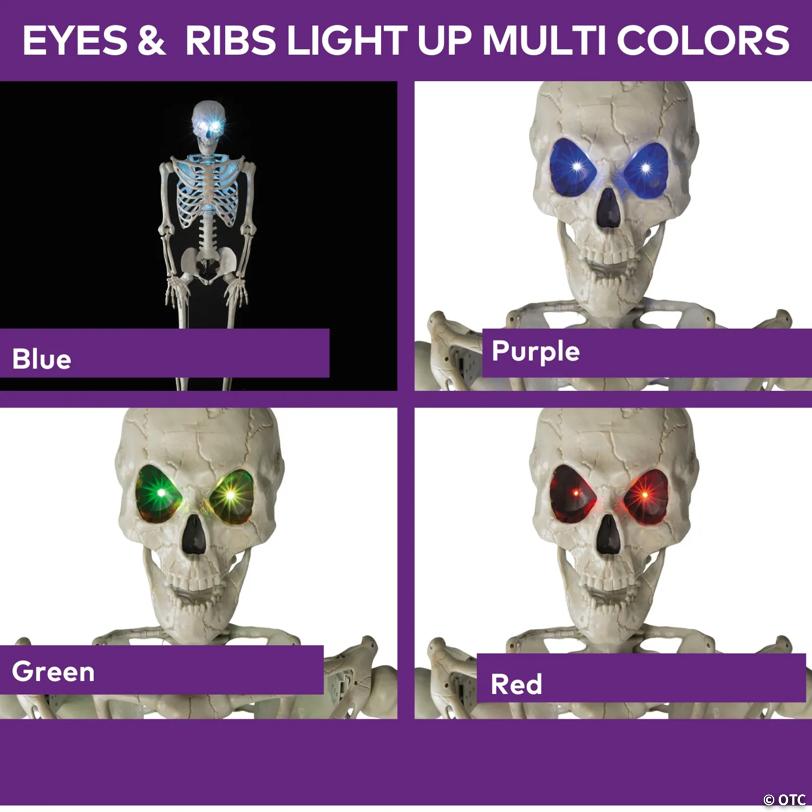 10 Ft. 5" Standing Multicolor Light-Up Eyes Posable Titan Skeleton Halloween Decoration