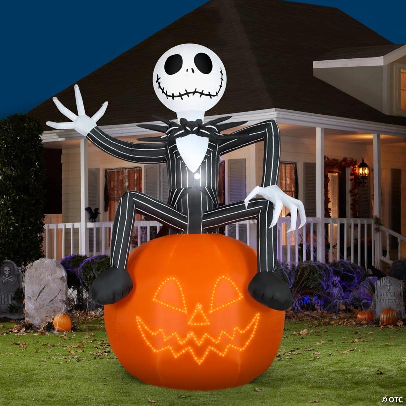 10 Ft. Blow-Up Inflatable Lightshow Nightmare Before Christmas Jack Skellington with Built-In LED Lights Outdoor Yard Decoration