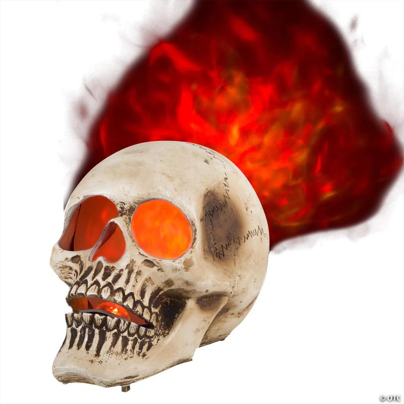 10" Lightshow ® Fire & Ice™ Flaming Skull Projection Light Halloween Decoration
