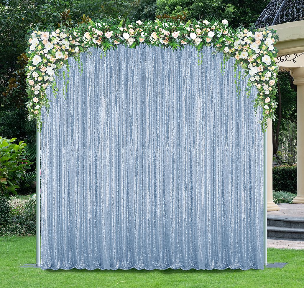 Sequin Backdrop Drape Panel Dusty Blue
