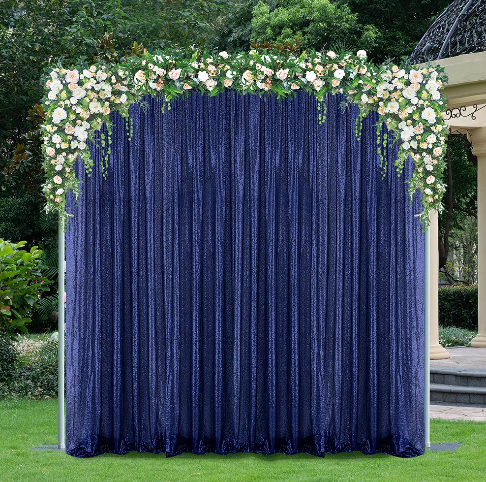 Sequin Backdrop Drape 10ft x 52in Navy Blue