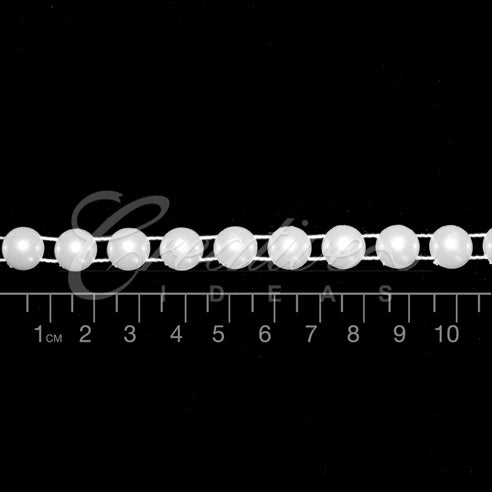 10Mm Half Round Pearls String-5 Yds (White)