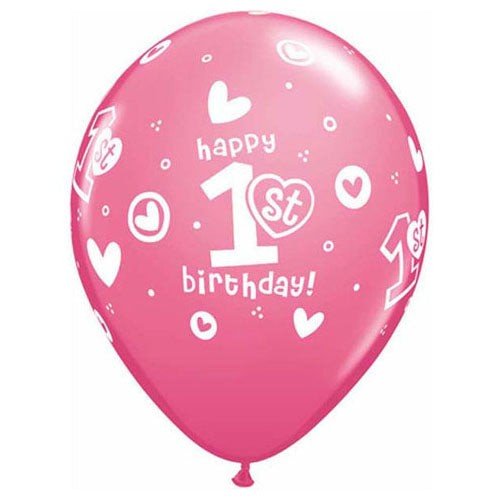 Girls 1st Birthday Latex Balloons