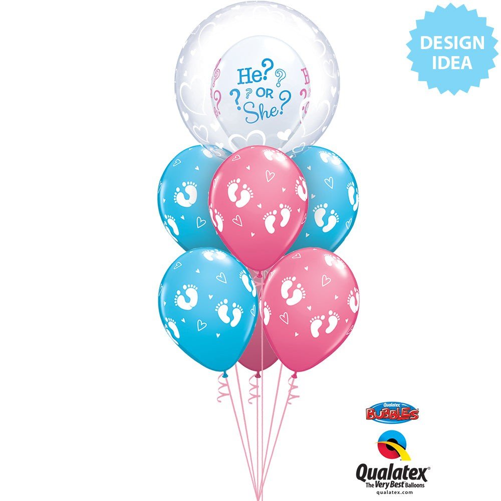 Latex Balloons Baby Footprints & Hearts Rose