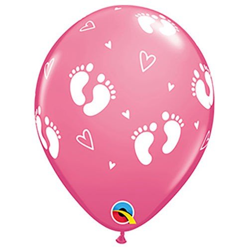Latex Balloons Baby Footprints & Hearts Rose