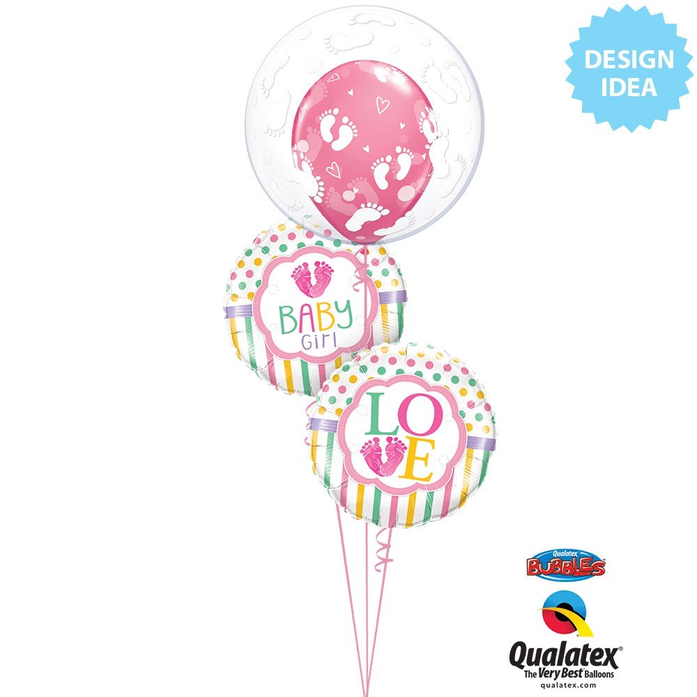 Latex Balloons Baby Footprints & Hearts Rose