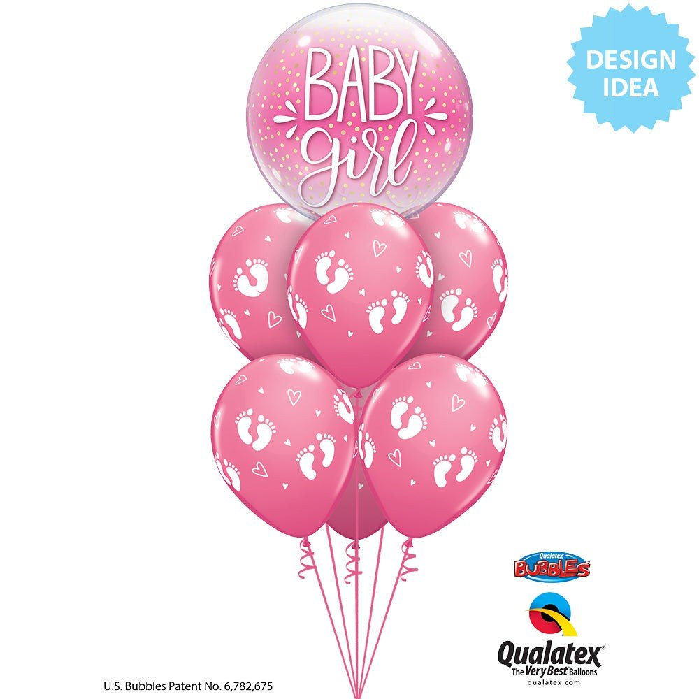 Latex Balloons Baby Footprints & Hearts Rose