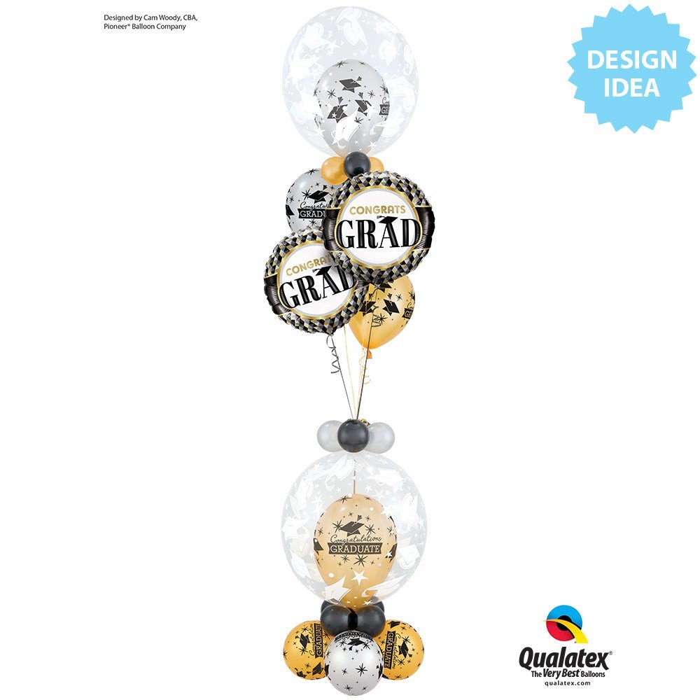 Graduation Latex Balloons Silver & Gold