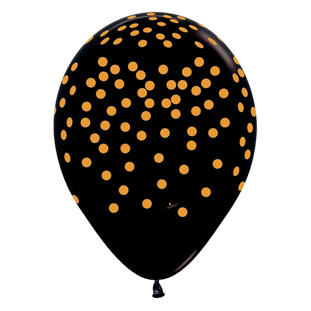 Latex Balloons Gold Confetti Black